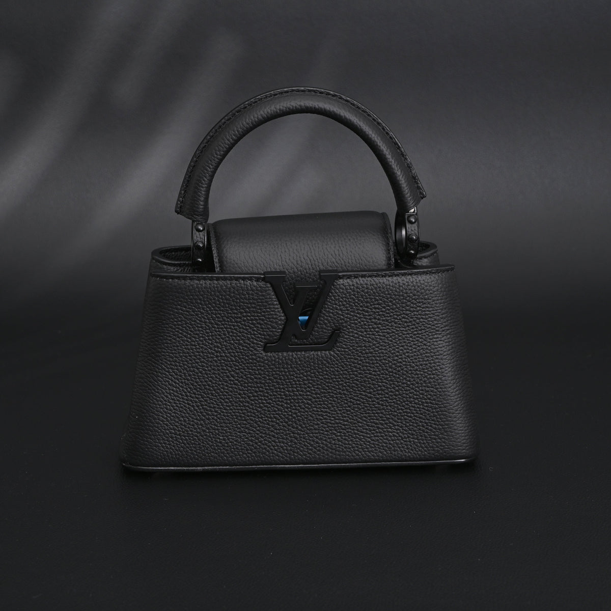 Louis Vuitton Black Grain Leather Mini Top Handle Bag With Chain Strap