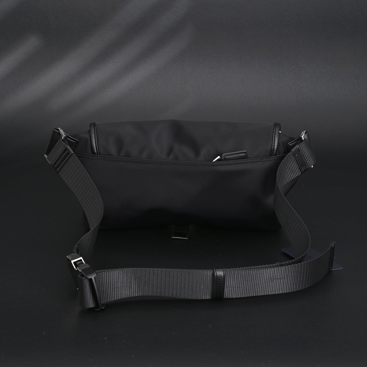Prada Nylon Black Belt Bag with Silver Logo